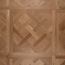 Natural oak parquet wood panel with Versailles-style herringbone pattern, brushed finish