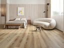 Light woodgrain LVT flooring planks with realistic knots and grain