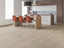 Light wood-grain LVT floor plank flooring with wide plank pattern and texture