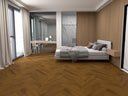 Honey oak herringbone LVT flooring with dryback glue-down backing