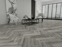 Grey herringbone LVT dryback glue-down flooring planks