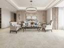 Stone-effect SPC click flooring with underlay, light beige tile pattern