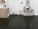 Dark onyx black SPC click vinyl tile flooring with slate-effect tile pattern.
