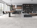 Marble white SPC click flooring with underlay, plank tile look in a room