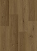 Oak-style vinyl flooring close-up with plank seams and natural grain