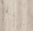 Close-up of light grey woodgrain laminate planks with straight seams