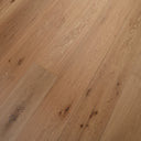Engineered oiled wood flooring boards with seams, light brown oak plank pattern
