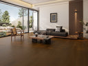 Hazelnut brown engineered wood flooring with wide planks and natural grain