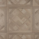 Glacier white SPC floor panel with Versailles parquet herringbone pattern, 600x600