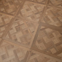 Natural wood-look SPC flooring panel, interlocking parquet diamond pattern