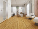 Wood-look SPC vinyl flooring planks with IXPE underlayment, wide plank