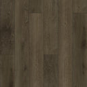 Close-up of gray-brown wood-look SPC flooring planks with detailed grain
