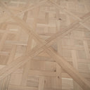 Square unfinished wood Versailles parquet panel with light-toned herringbone pattern