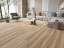 Light tan wood-look SPC vinyl plank flooring with long plank boards