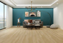 Wood-look SPC flooring planks in a room