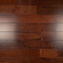 Walnut stained engineered wood flooring planks with visible grain, staggered layout