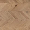 Light oak chevron engineered wood flooring with matte finish and visible knots