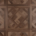 Caramel brown parquet wood floor panel with medallion-style block parquet pattern