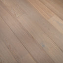 Brushed smoked white oak SPC flooring plank, light beige tone with grain detail
