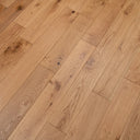 Natural oak engineered wood flooring with brushed lacquered boards and visible knots