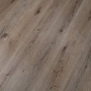 Gray wood-grain SPC vinyl flooring plank pattern, tight close-up