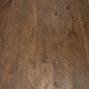 Engineered wood plank flooring, light brown with distressed markings and natural knots