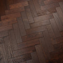 Dark walnut engineered herringbone wood floor pattern in rectangular plank sections