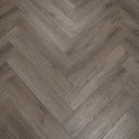 Misty smoked herringbone SPC vinyl flooring, light gray plank pattern