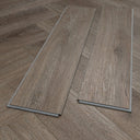 Misty smoked herringbone SPC vinyl flooring planks with underlay backing