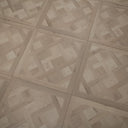 Glacier white SPC flooring panel with Versailles parquet tile layout and seams