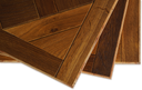 Smoked wood parquet panel with stacked strip design, Versailles pattern detail