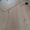 Natural engineered wood flooring with click-lock edge, brushed matte light oak boards